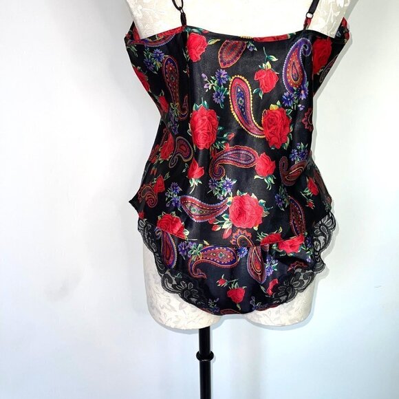 Delicates Panties Camisole Set Womens Medium M Vintage High Cut Paisley Rose - Picture 13 of 13